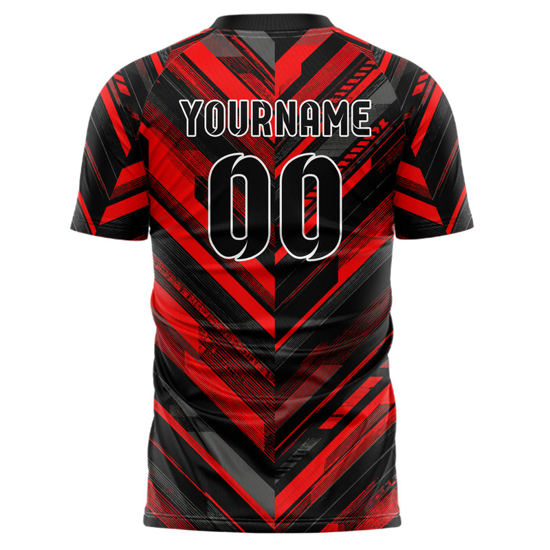 Rot lebendiges Streifen breite diagonale Streifen Design 13-0174 individuelles Fußballtrikot back