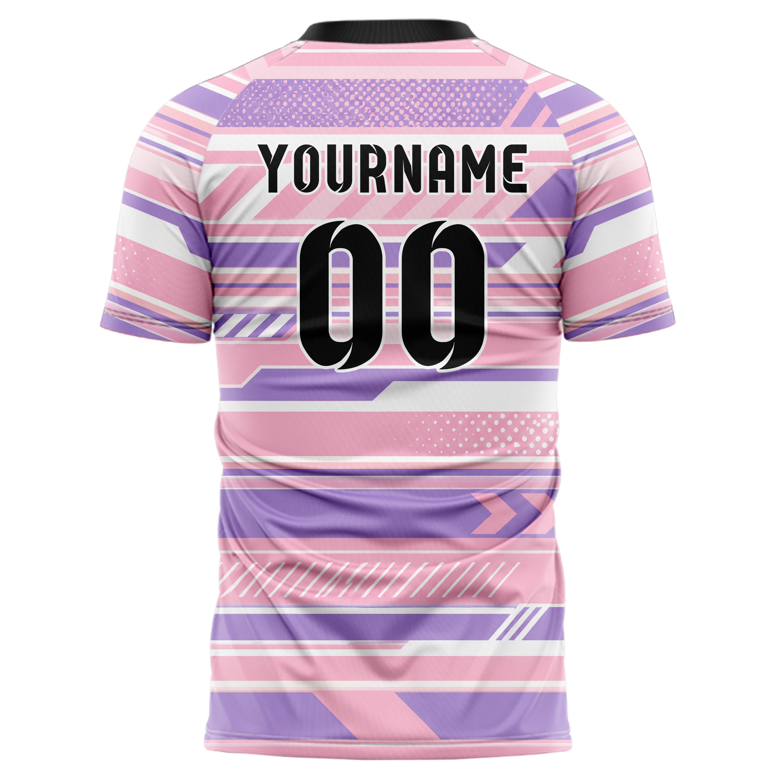 Hellrosa pastelliges Streifen horizontale Baender Design 13-0081 individuelles Fußballtrikot back