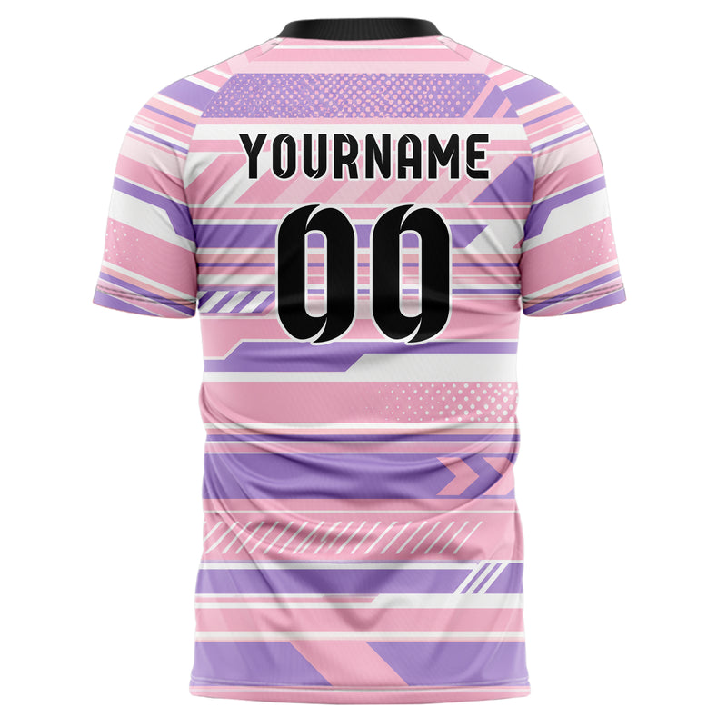 Hellrosa pastelliges Streifen horizontale Baender Design 13-0081 individuelles Fußballtrikot back