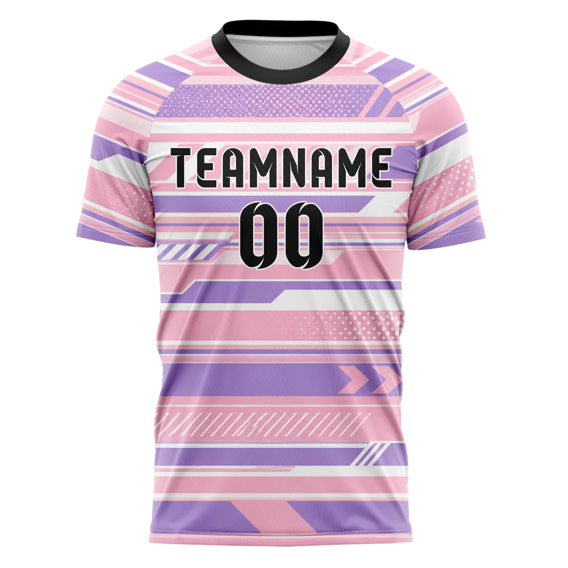 Hellrosa pastelliges Streifen horizontale Baender Design 13-0081 individuelles Fußballtrikot front