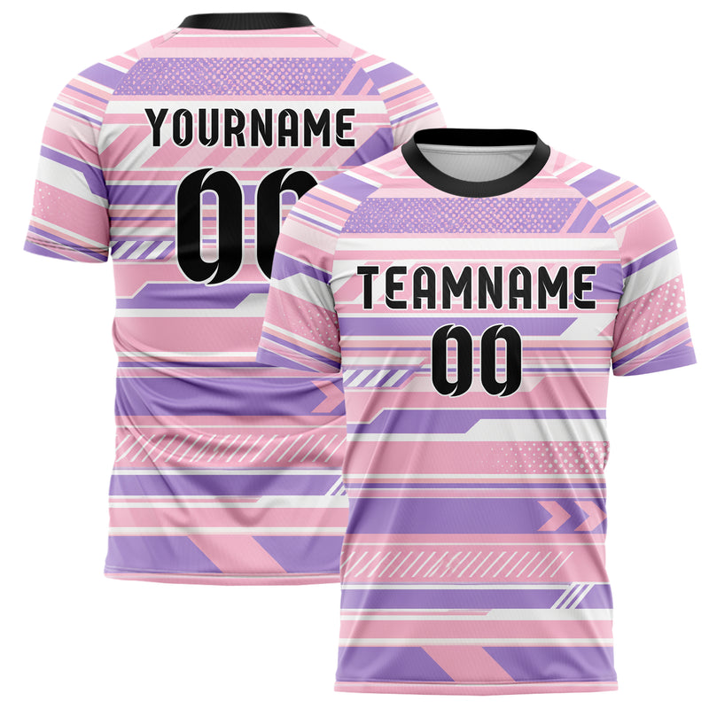 Hellrosa pastelliges Streifen horizontale Baender Design 13-0081 individuelles Fußballtrikot main