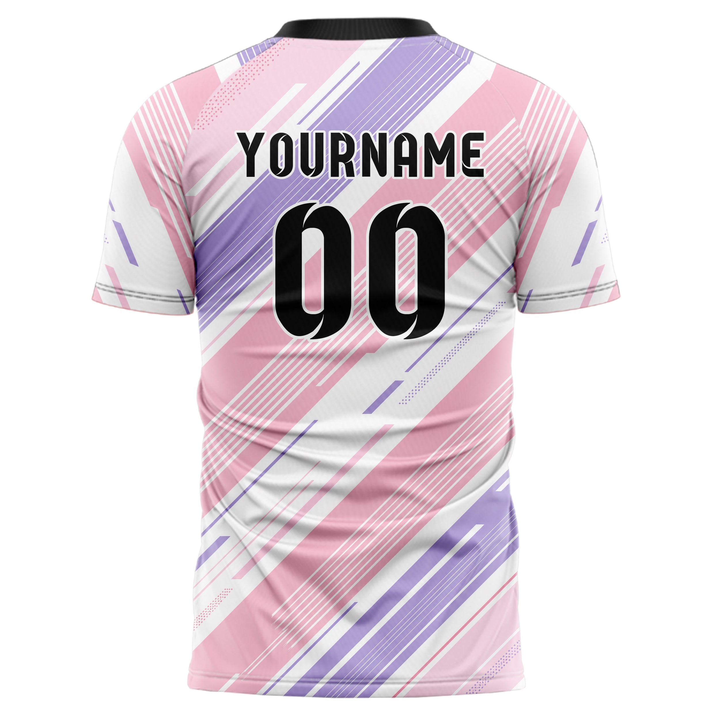 Hellrosa pastelliges Streifen breite diagonale Streifen Design 13-0006 individuelles Fußballtrikot back