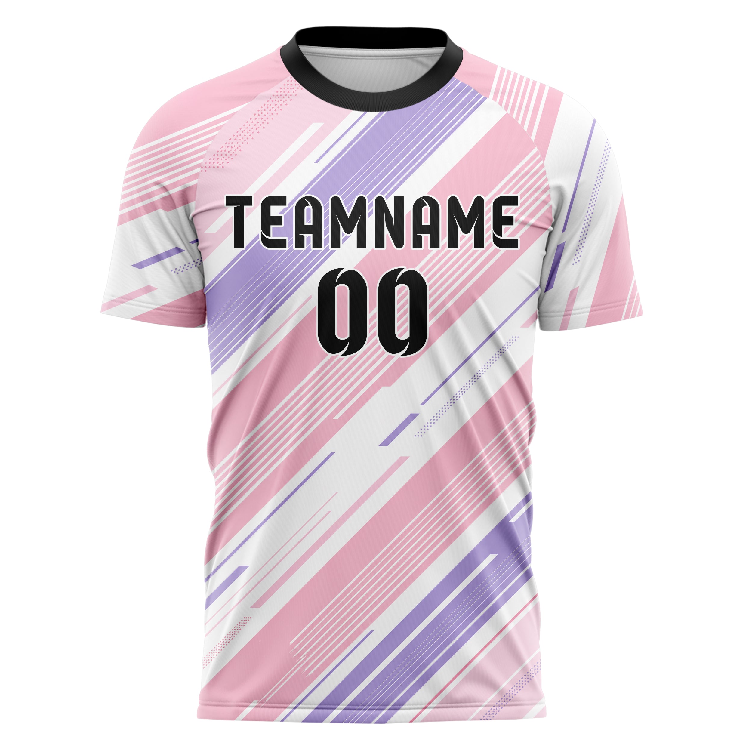 Hellrosa pastelliges Streifen breite diagonale Streifen Design 13-0006 individuelles Fußballtrikot front