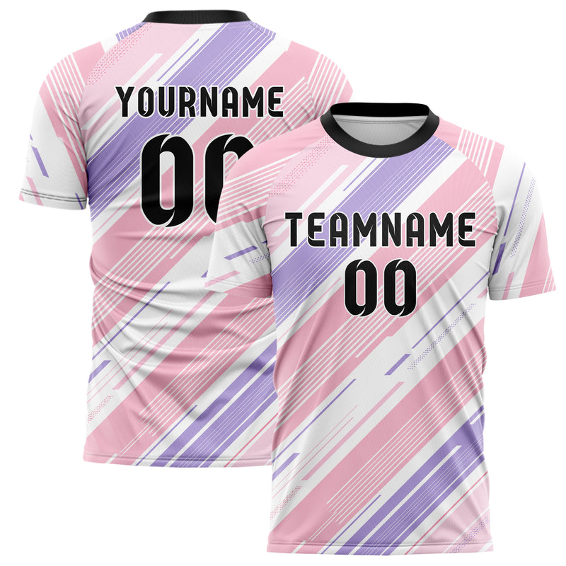 Hellrosa pastelliges Streifen breite diagonale Streifen Design 13-0006 individuelles Fußballtrikot main