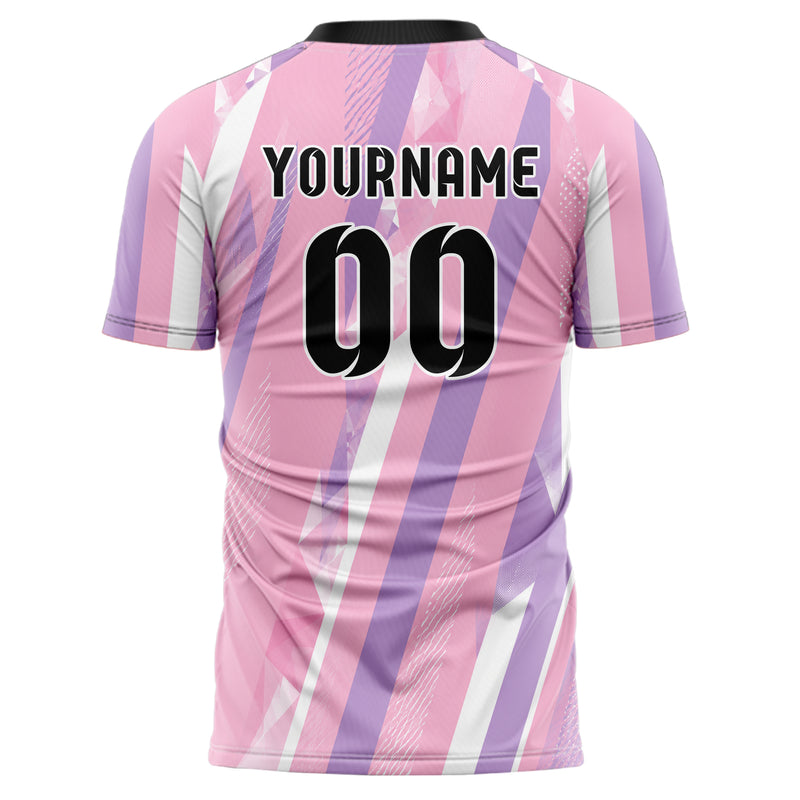 Hellrosa pastelliges Streifen breite diagonale Streifen Design 13-0156 individuelles Fußballtrikot back