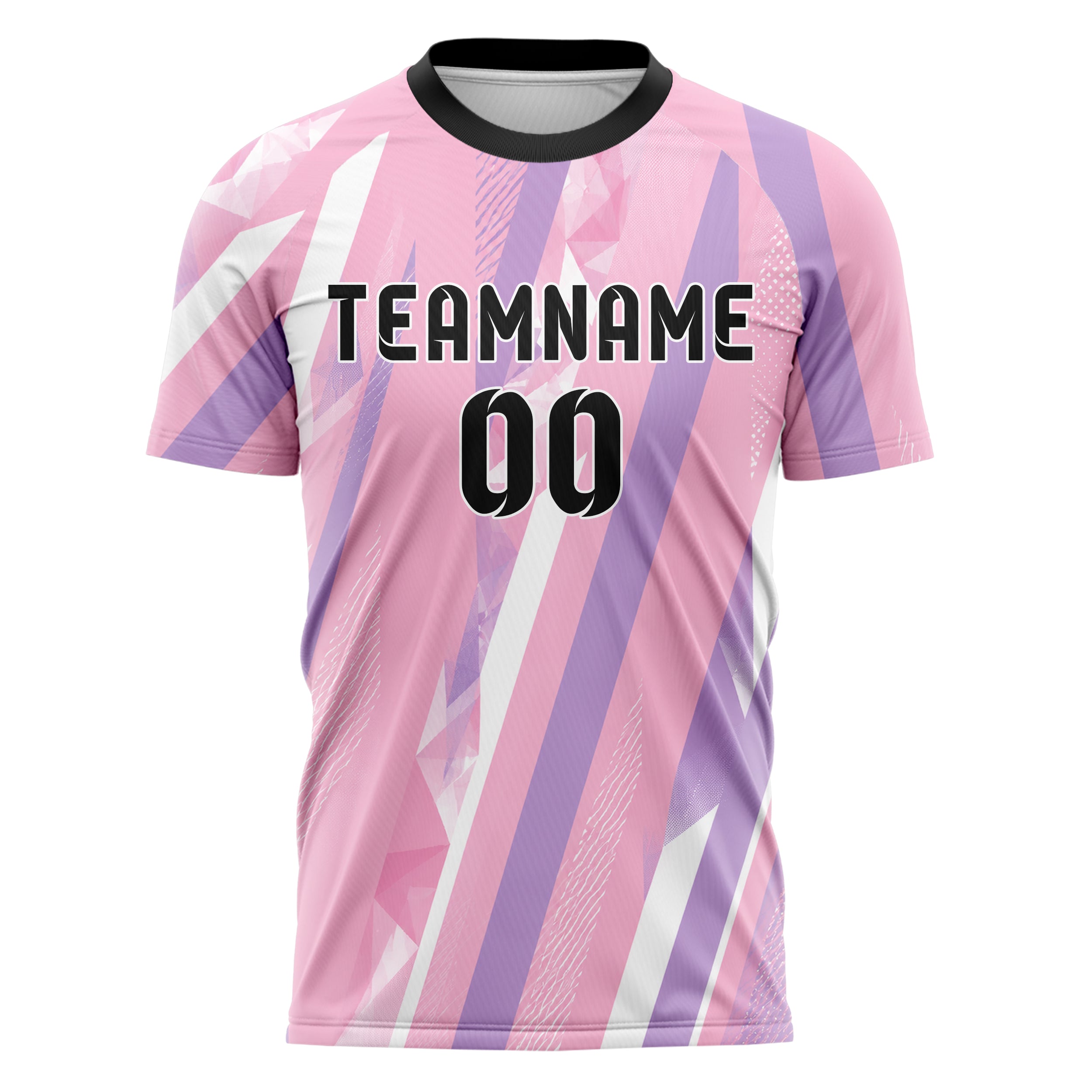 Hellrosa pastelliges Streifen breite diagonale Streifen Design 13-0156 individuelles Fußballtrikot front