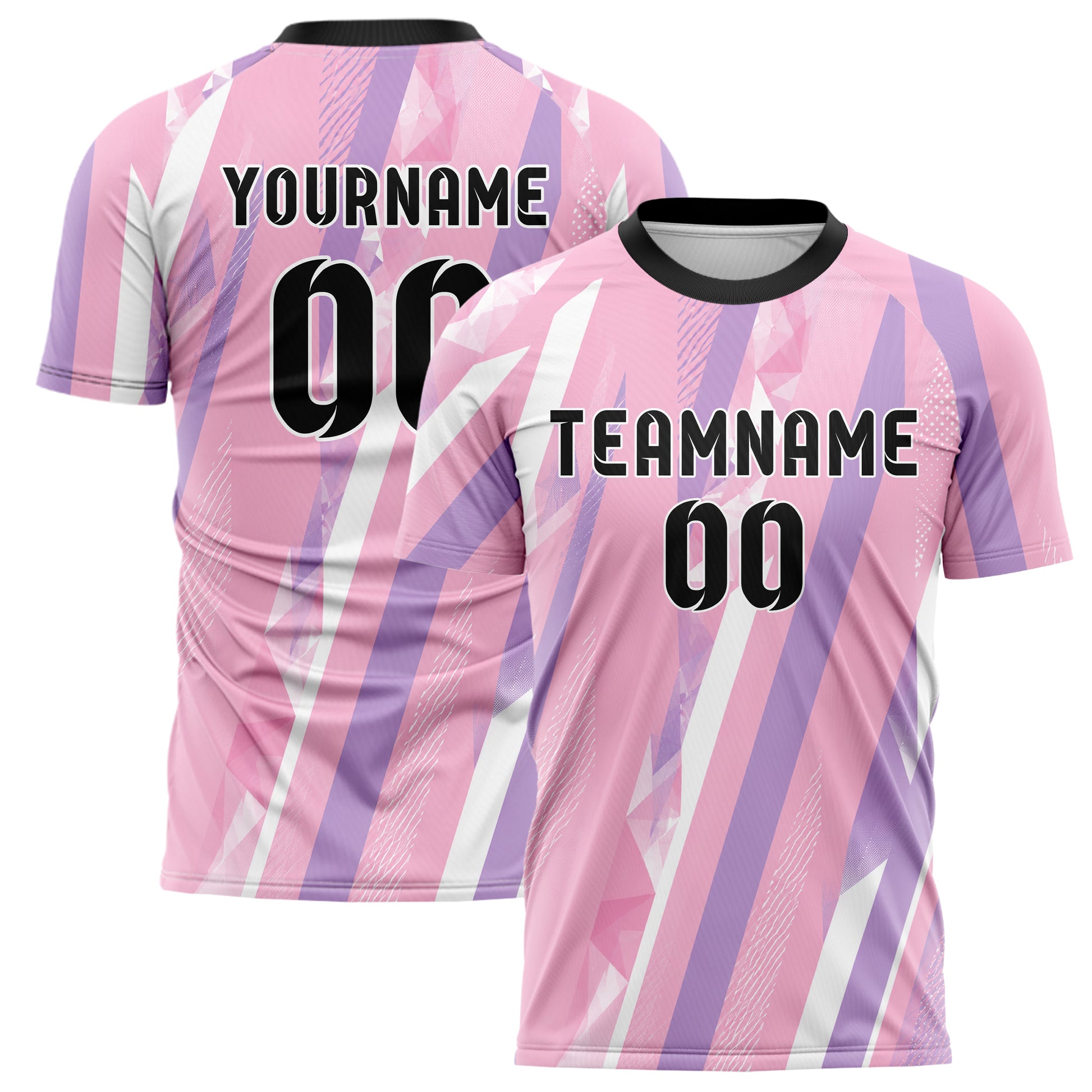 Hellrosa pastelliges Streifen breite diagonale Streifen Design 13-0156 individuelles Fußballtrikot main
