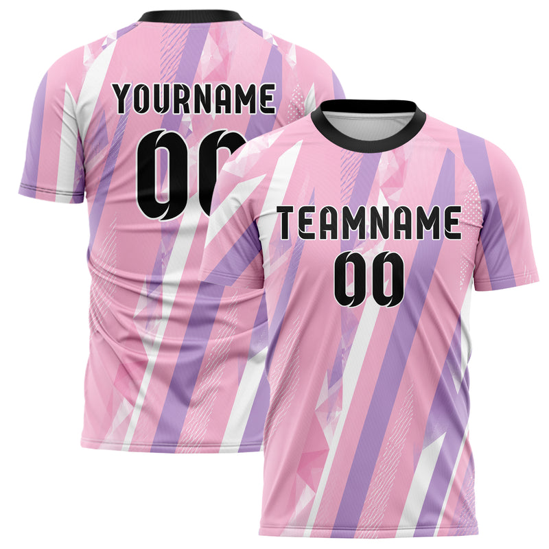 Hellrosa pastelliges Streifen breite diagonale Streifen Design 13-0156 individuelles Fußballtrikot main