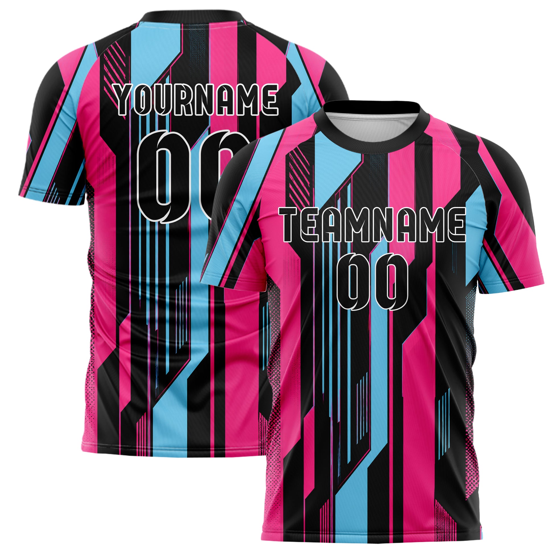 Schwarz lebendiges Streifen Streifen mit Polygon Akzenten Design 13-0041 individuelles Fußballtrikot main