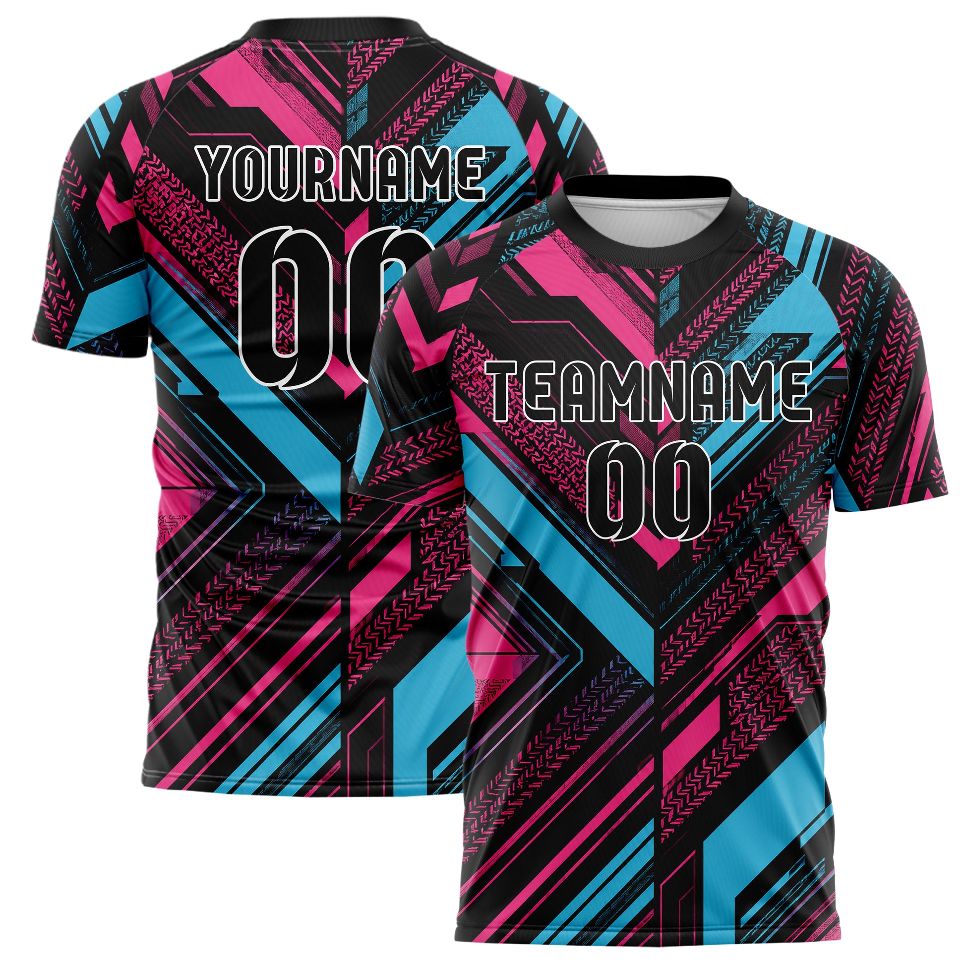 Schwarz lebendiges Streifen Streifen mit Polygon Akzenten Design 13-0107 individuelles Fußballtrikot main