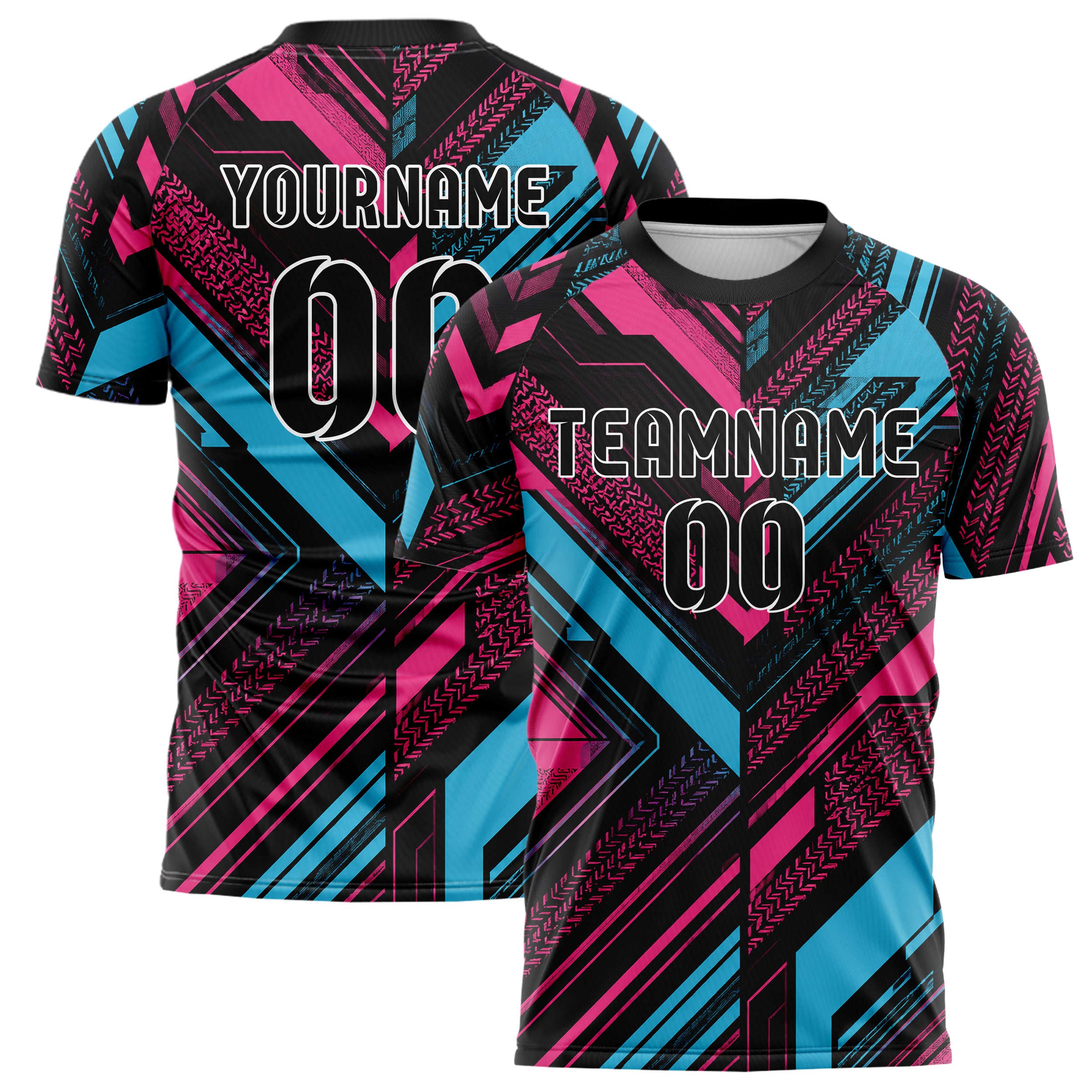 Schwarz lebendiges Streifen Streifen mit Polygon Akzenten Design 13-0107 individuelles Fußballtrikot main