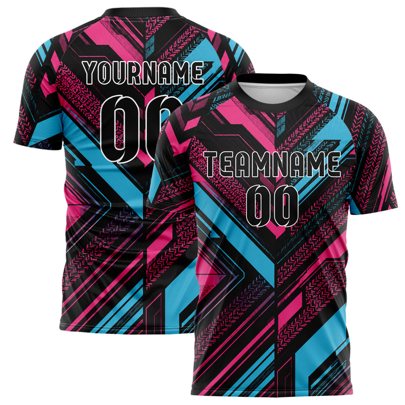 Schwarz lebendiges Streifen Streifen mit Polygon Akzenten Design 13-0107 individuelles Fußballtrikot main