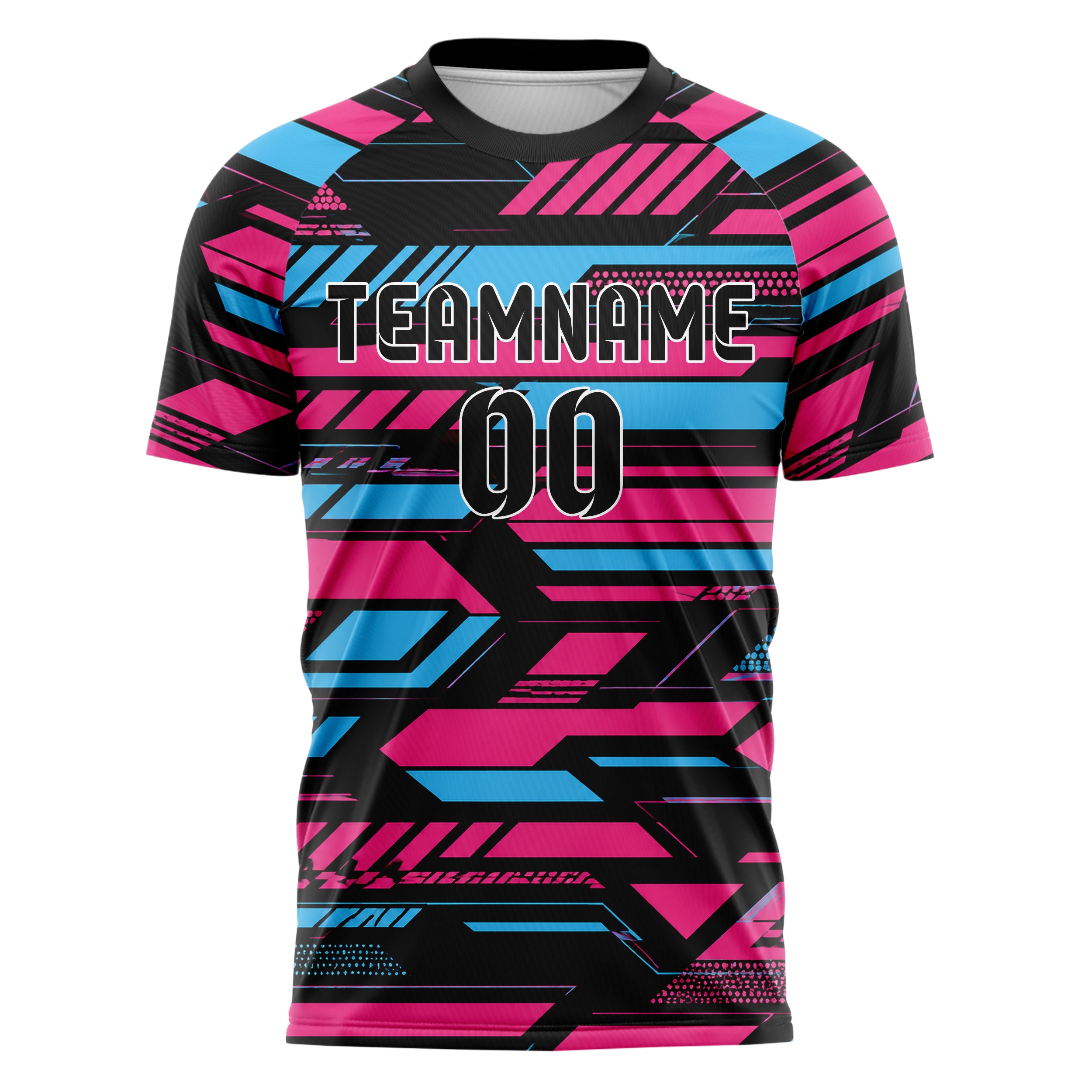 Schwarz lebendiges Streifen Streifen mit Polygon Akzenten Design 13-0161 individuelles Fußballtrikot front