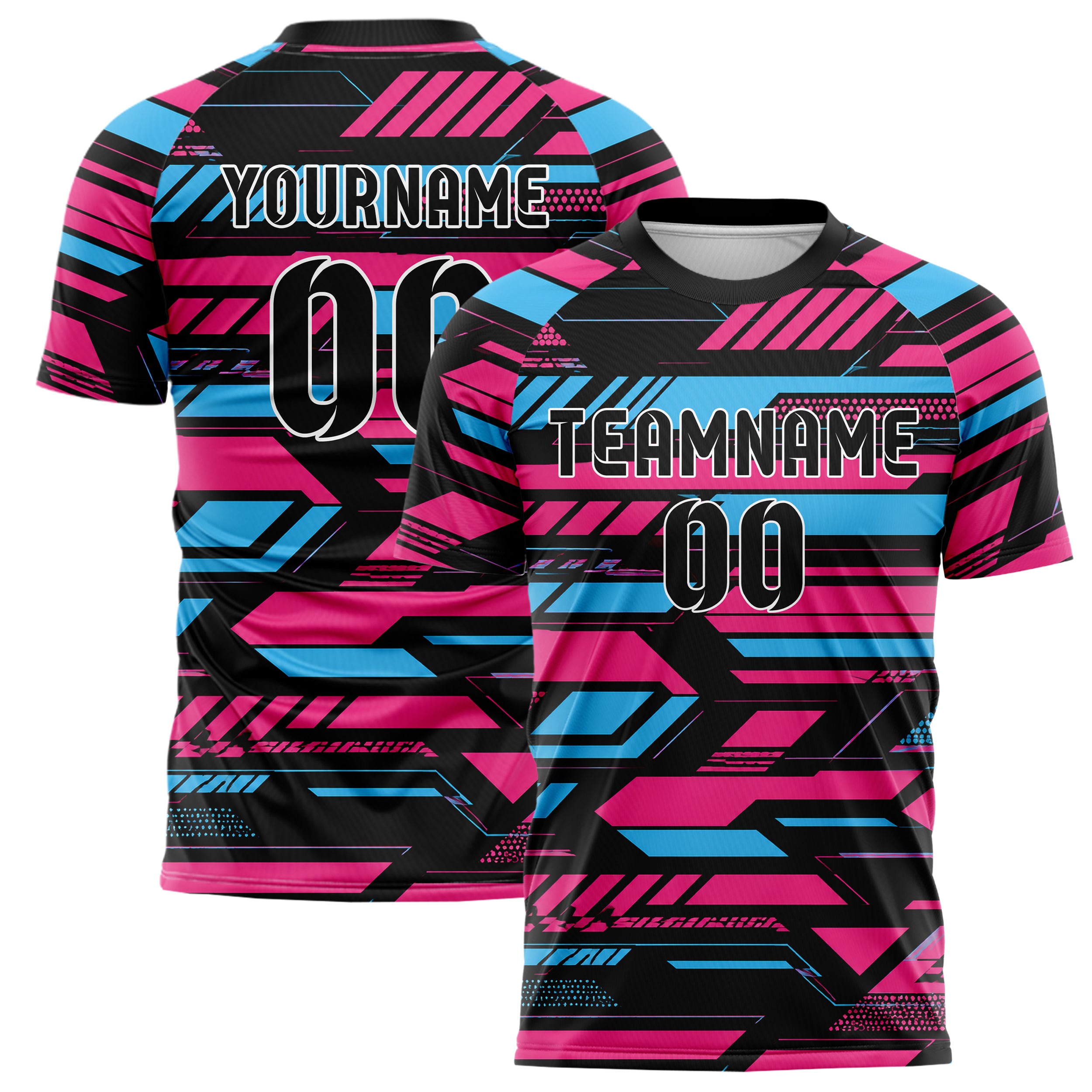 Schwarz lebendiges Streifen Streifen mit Polygon Akzenten Design 13-0161 individuelles Fußballtrikot main