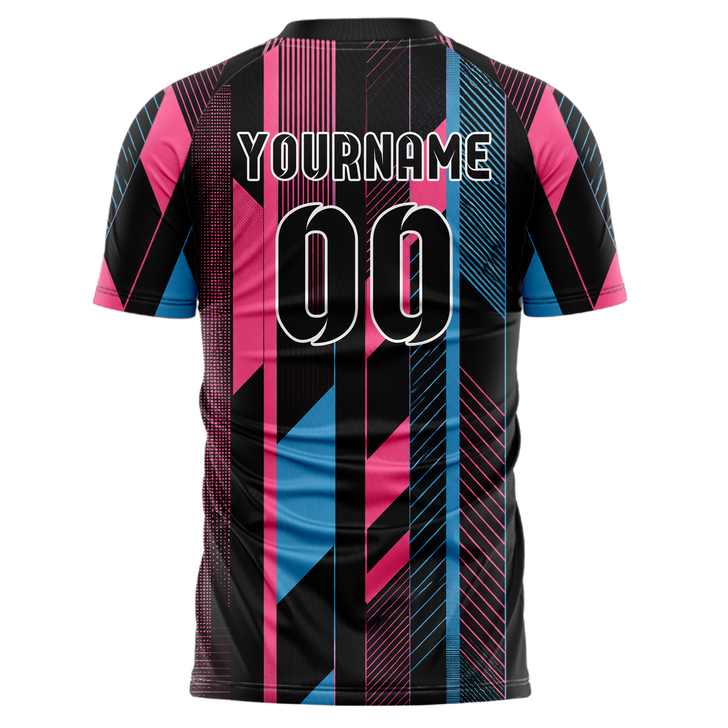 Schwarz lebendiges Streifen vertikale Baender Design 13-0026 individuelles Fußballtrikot back