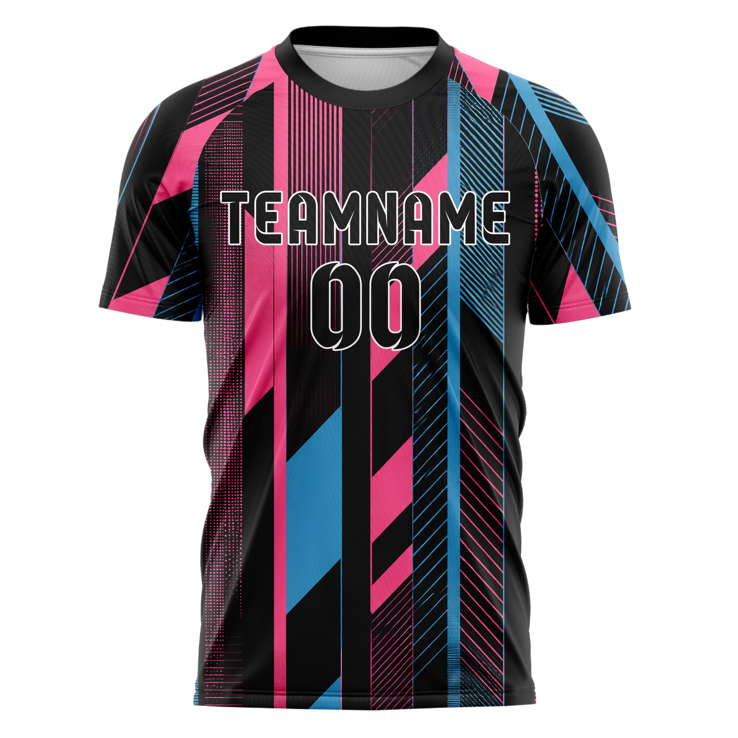 Schwarz lebendiges Streifen vertikale Baender Design 13-0026 individuelles Fußballtrikot front