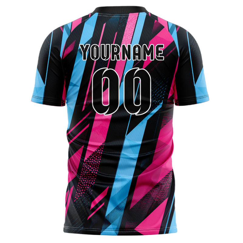 Schwarz lebendiges Streifen vertikale Baender Design 13-0044 individuelles Fußballtrikot back