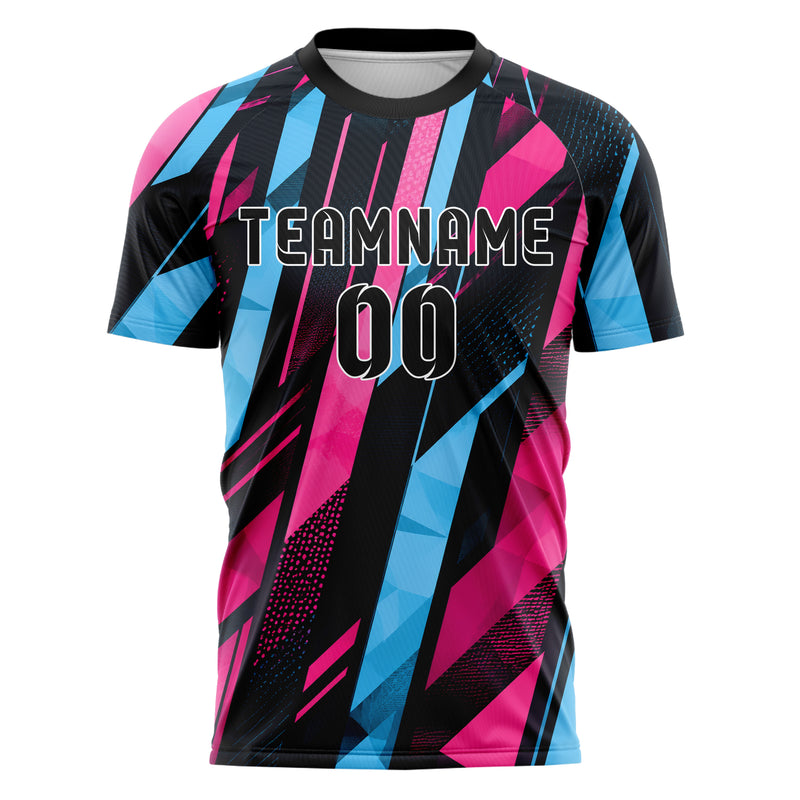 Schwarz lebendiges Streifen vertikale Baender Design 13-0044 individuelles Fußballtrikot front