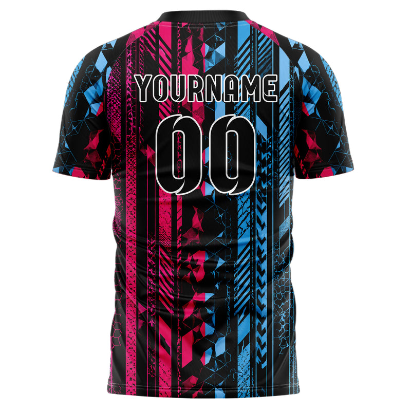 Schwarz lebendiges Streifen vertikale Baender Design 13-0068 individuelles Fußballtrikot back