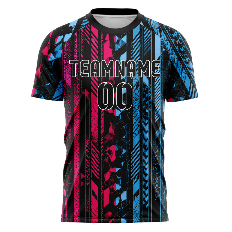 Schwarz lebendiges Streifen vertikale Baender Design 13-0068 individuelles Fußballtrikot front