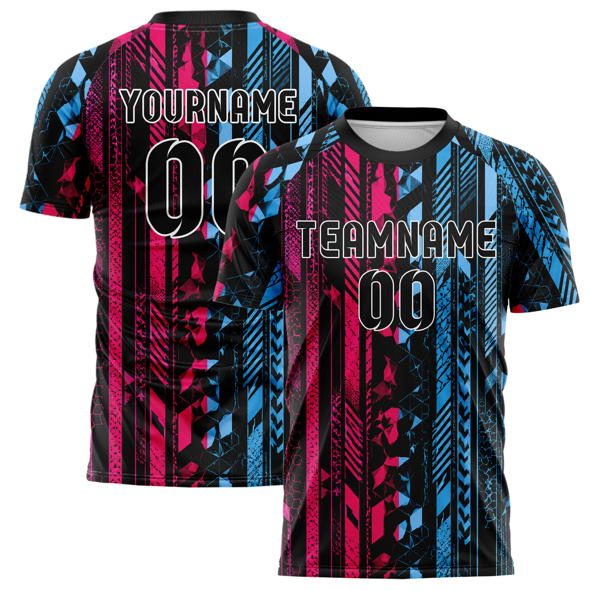 Schwarz lebendiges Streifen vertikale Baender Design 13-0068 individuelles Fußballtrikot main