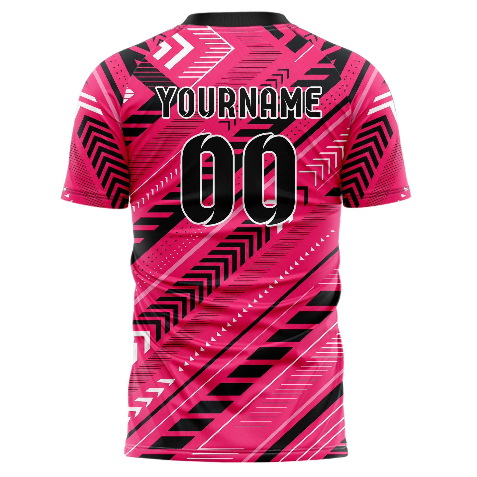 Hot Pink lebendiges Streifen Chevron Streifen Design 13-0001 individuelles Fußballtrikot back