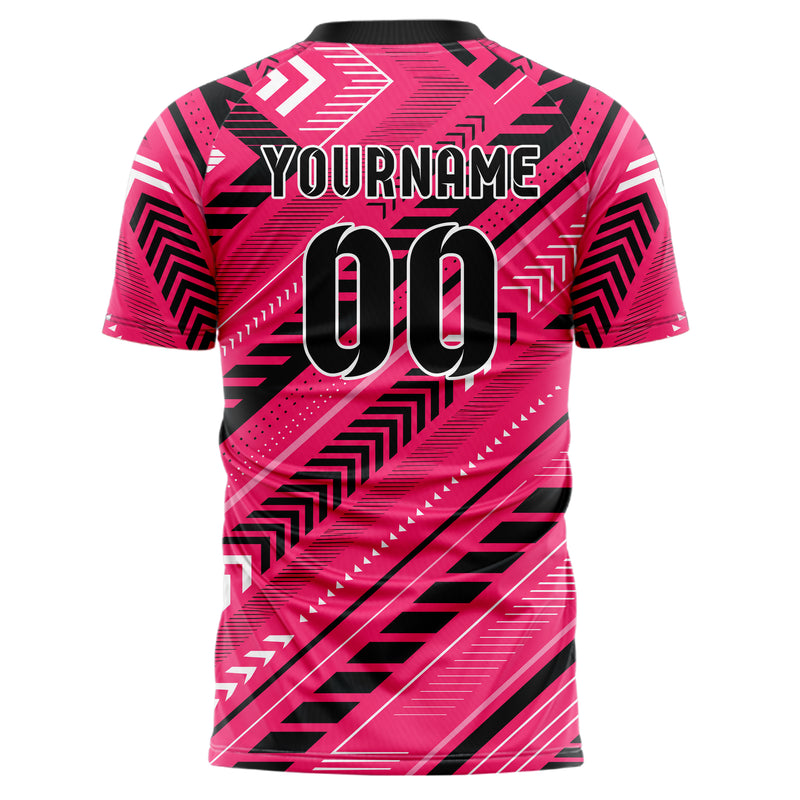 Hot Pink lebendiges Streifen Chevron Streifen Design 13-0001 individuelles Fußballtrikot back