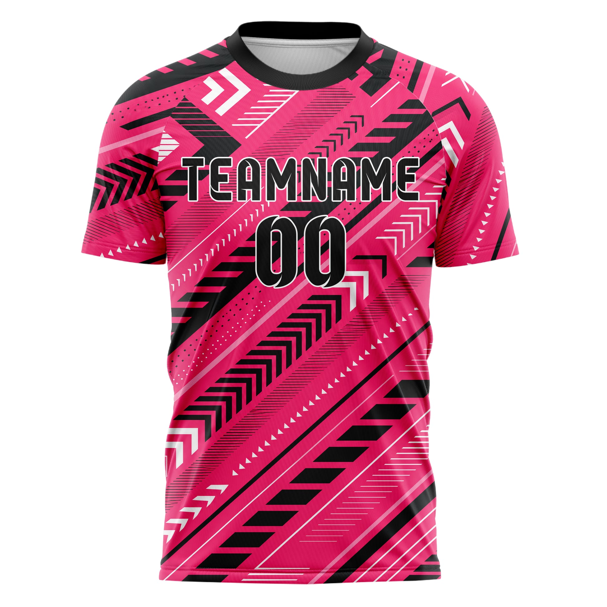 Hot Pink lebendiges Streifen Chevron Streifen Design 13-0001 individuelles Fußballtrikot front