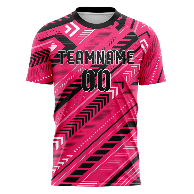 Hot Pink lebendiges Streifen Chevron Streifen Design 13-0001 individuelles Fußballtrikot front