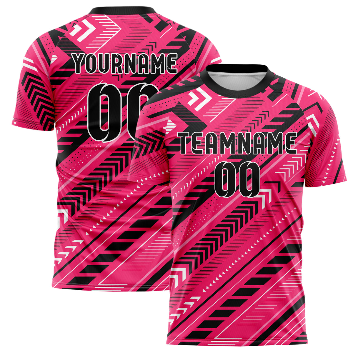 Hot Pink lebendiges Streifen Chevron Streifen Design 13-0001 individuelles Fußballtrikot main
