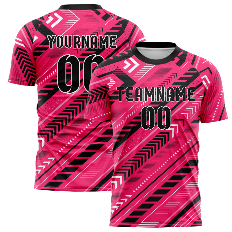 Hot Pink lebendiges Streifen Chevron Streifen Design 13-0001 individuelles Fußballtrikot main