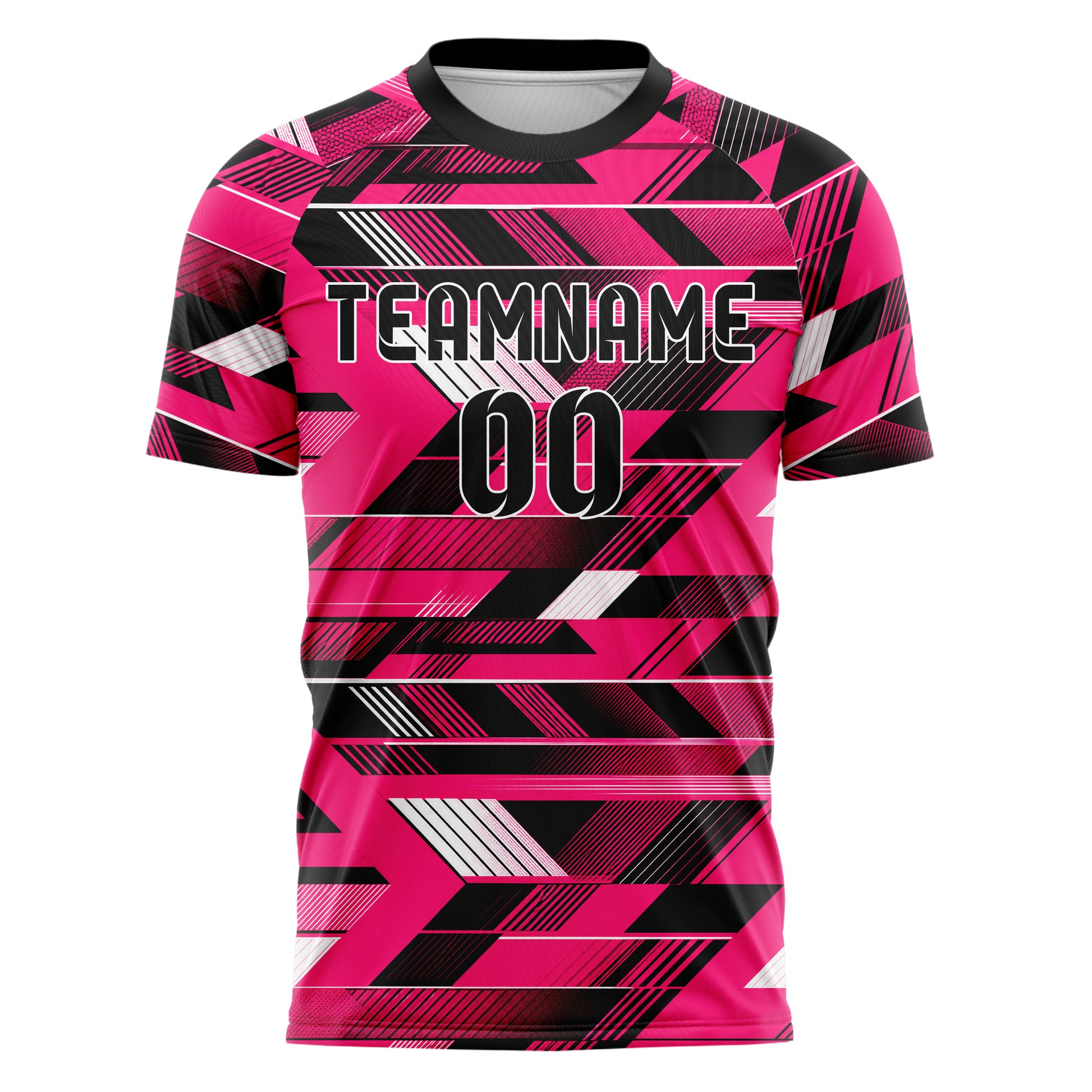 Hot Pink lebendiges Streifen interlocking diagonal Grid Design 13-0010 individuelles Fußballtrikot front