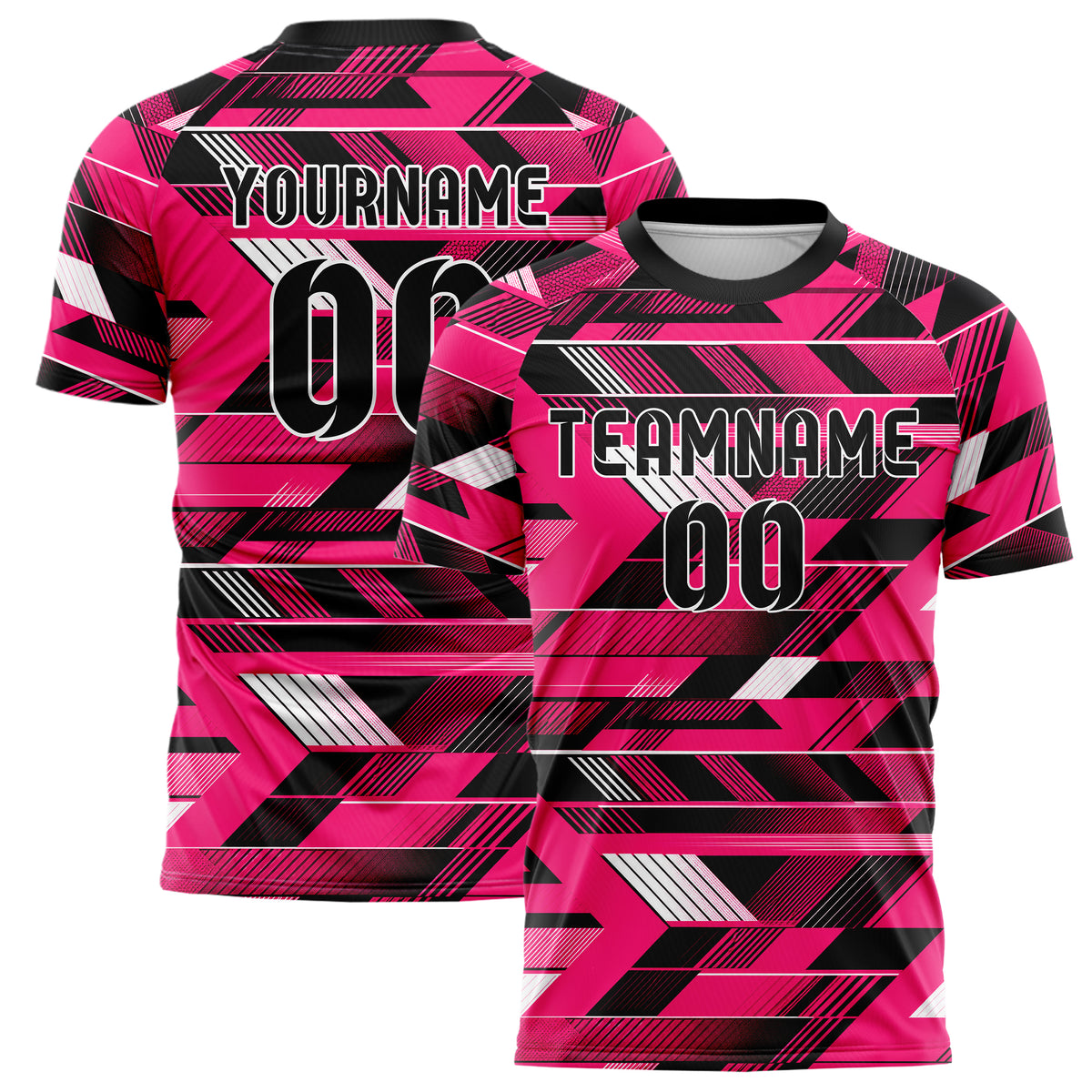 Hot Pink lebendiges Streifen interlocking diagonal Grid Design 13-0010 individuelles Fußballtrikot main