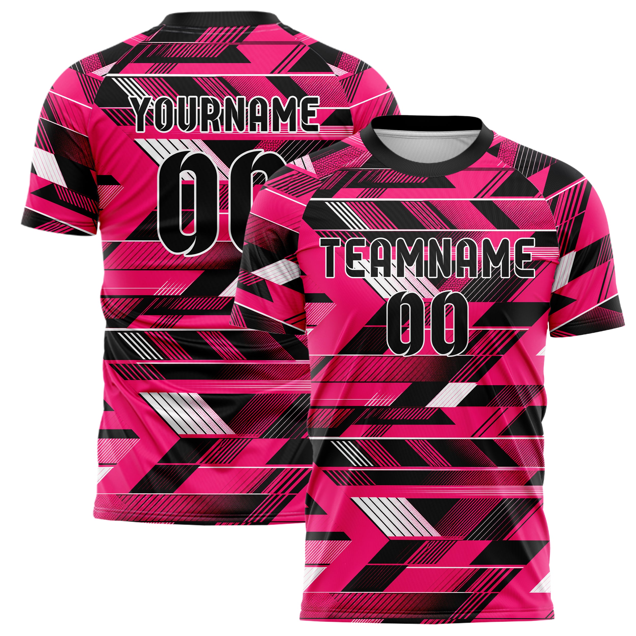 Hot Pink lebendiges Streifen interlocking diagonal Grid Design 13-0010 individuelles Fußballtrikot main