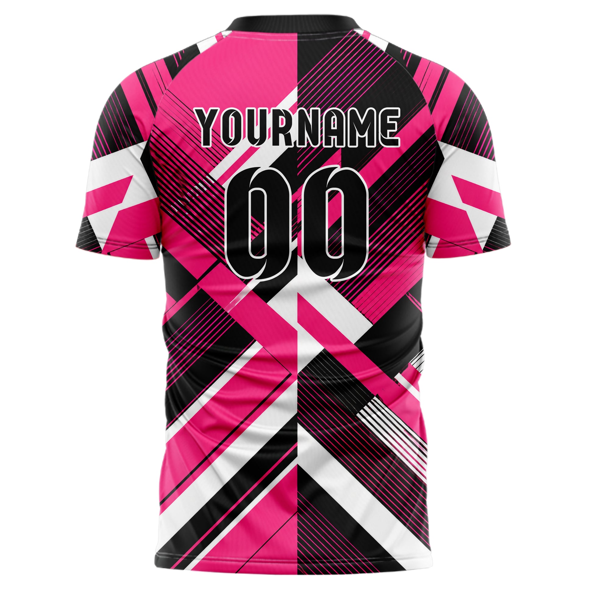 Hot Pink lebendiges Streifen interlocking diagonal Grid Design 13-0130 individuelles Fußballtrikot back