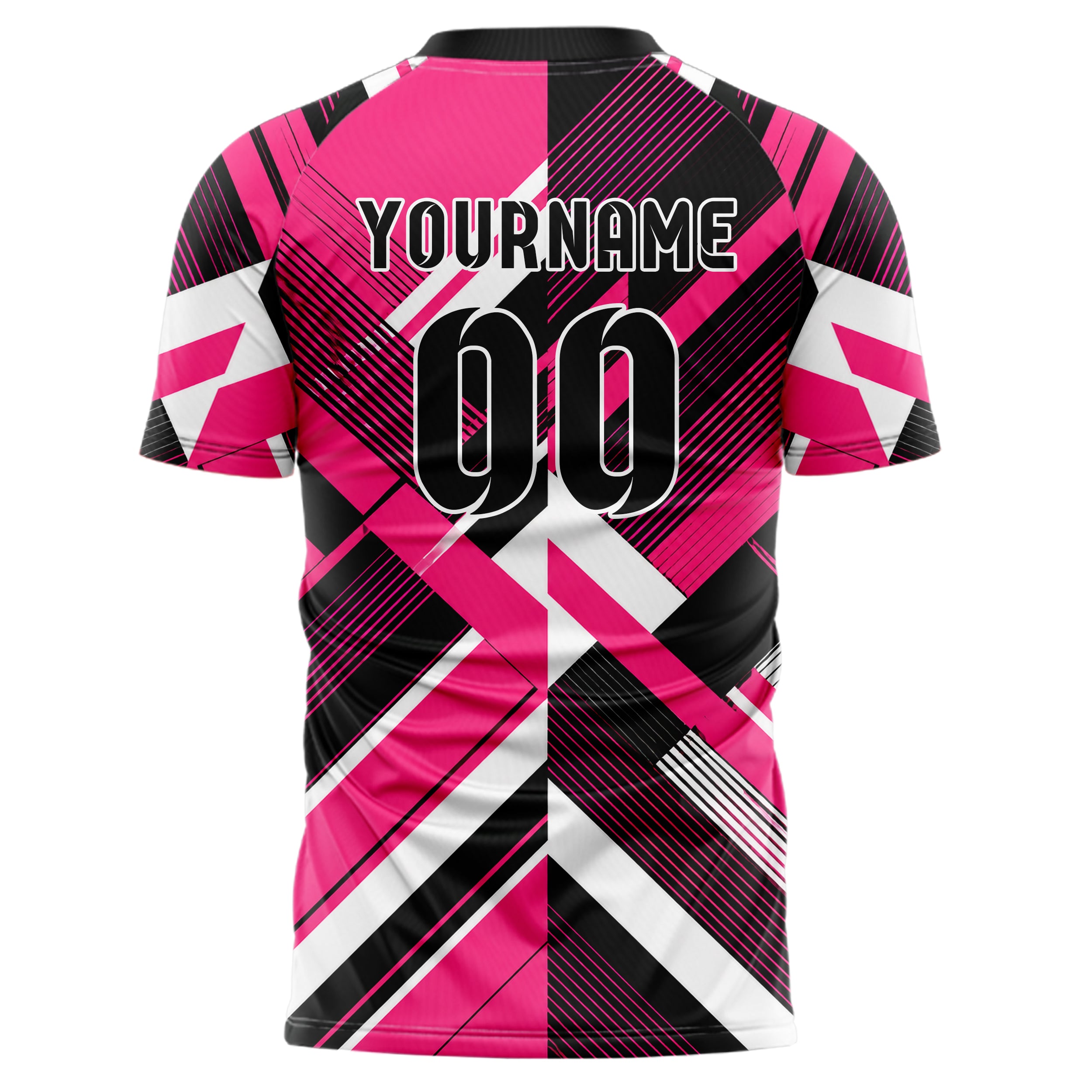 Hot Pink lebendiges Streifen interlocking diagonal Grid Design 13-0130 individuelles Fußballtrikot back