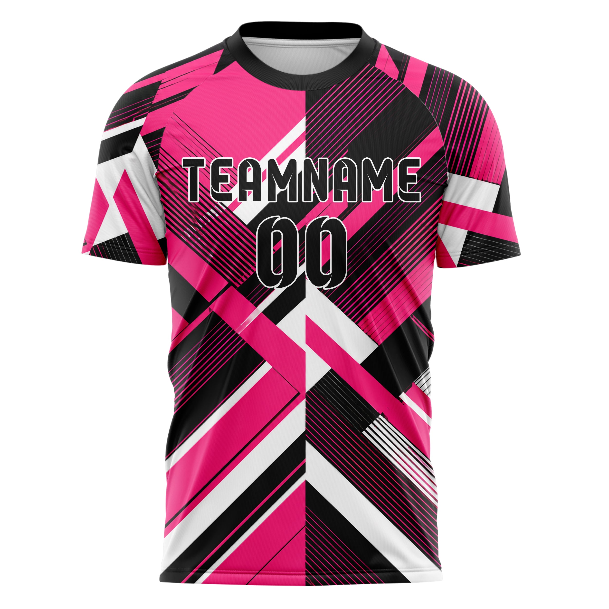 Hot Pink lebendiges Streifen interlocking diagonal Grid Design 13-0130 individuelles Fußballtrikot front