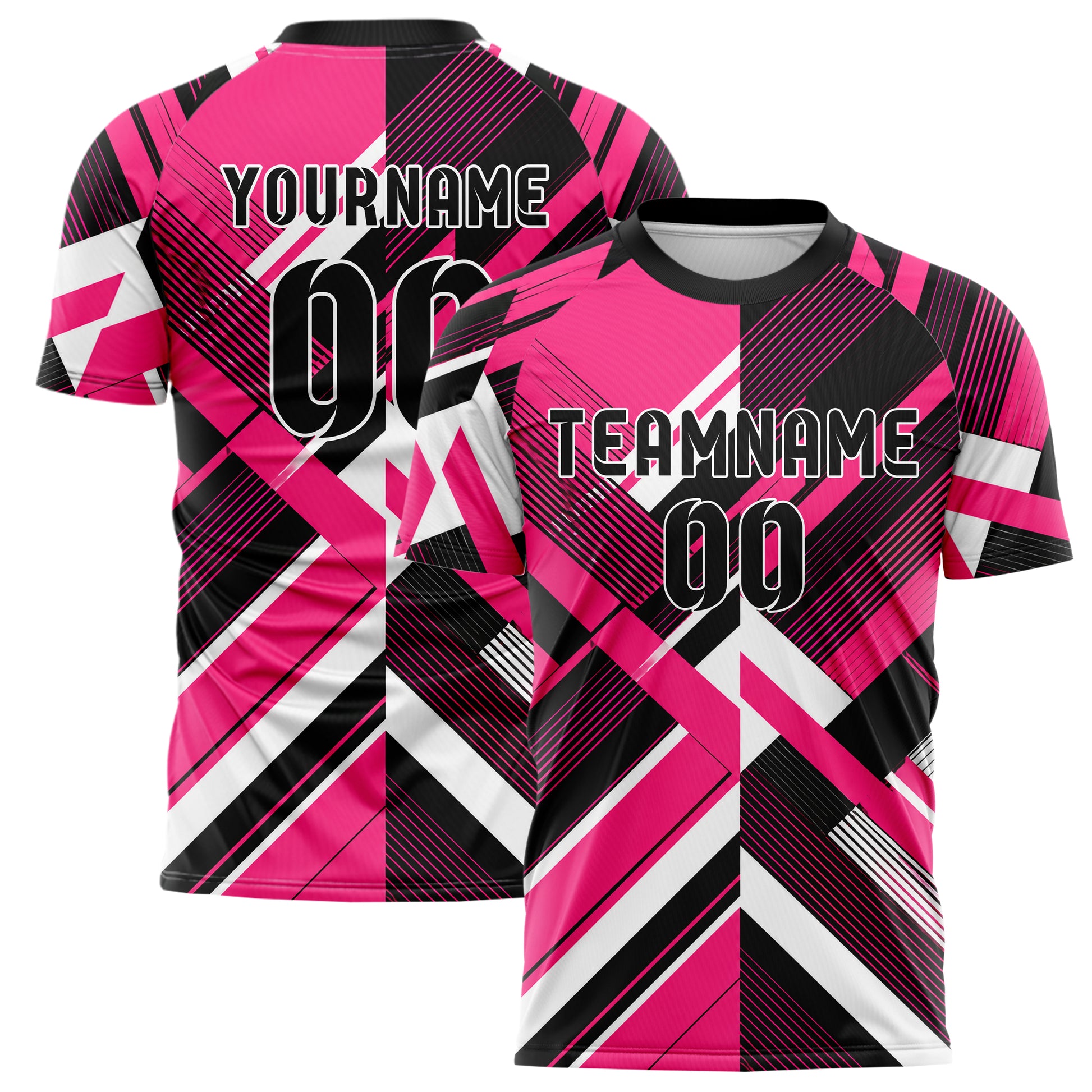 Hot Pink lebendiges Streifen interlocking diagonal Grid Design 13-0130 individuelles Fußballtrikot main