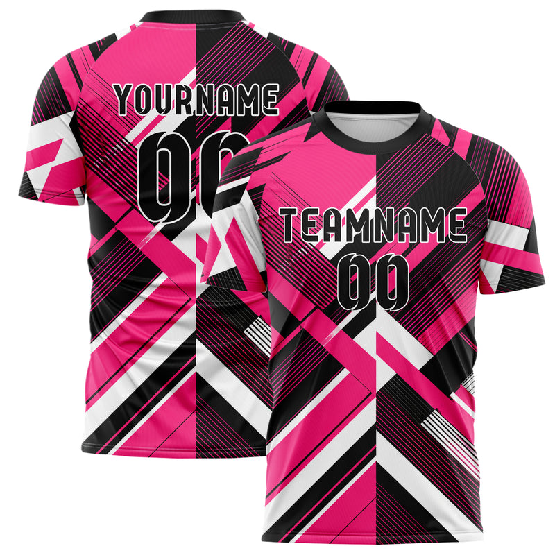 Hot Pink lebendiges Streifen interlocking diagonal Grid Design 13-0130 individuelles Fußballtrikot main