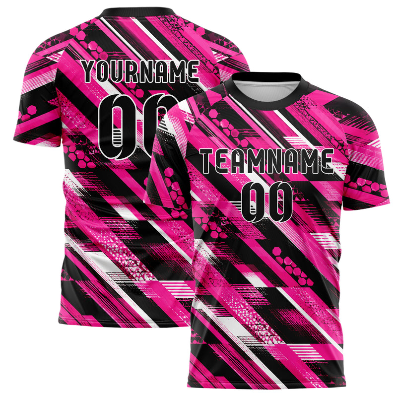 Hot Pink lebendiges Streifen interlocking diagonal Grid Design 13-0172 individuelles Fußballtrikot main