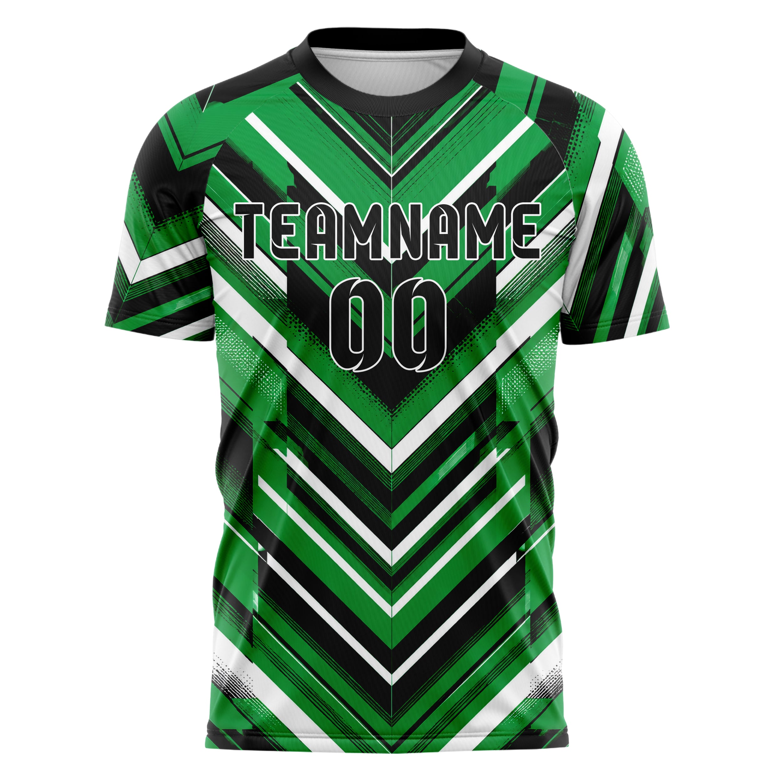Kellygruen klassisches Streifen Chevron Streifen Design 13-0049 individuelles Fußballtrikot front