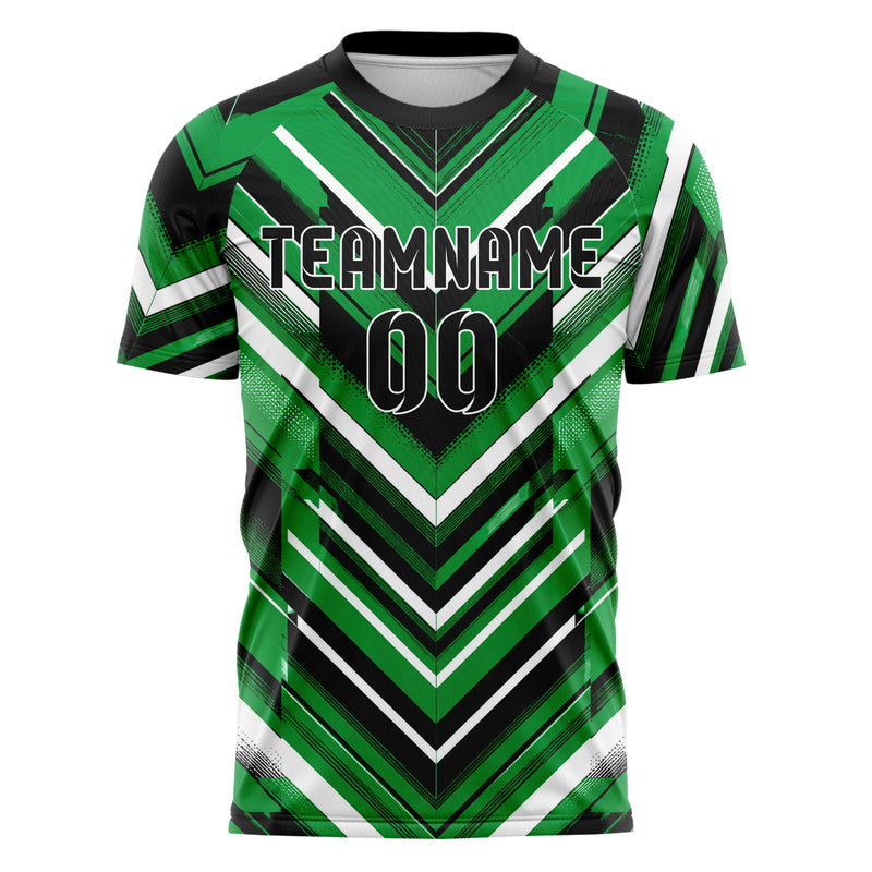 Kellygruen klassisches Streifen Chevron Streifen Design 13-0049 individuelles Fußballtrikot front