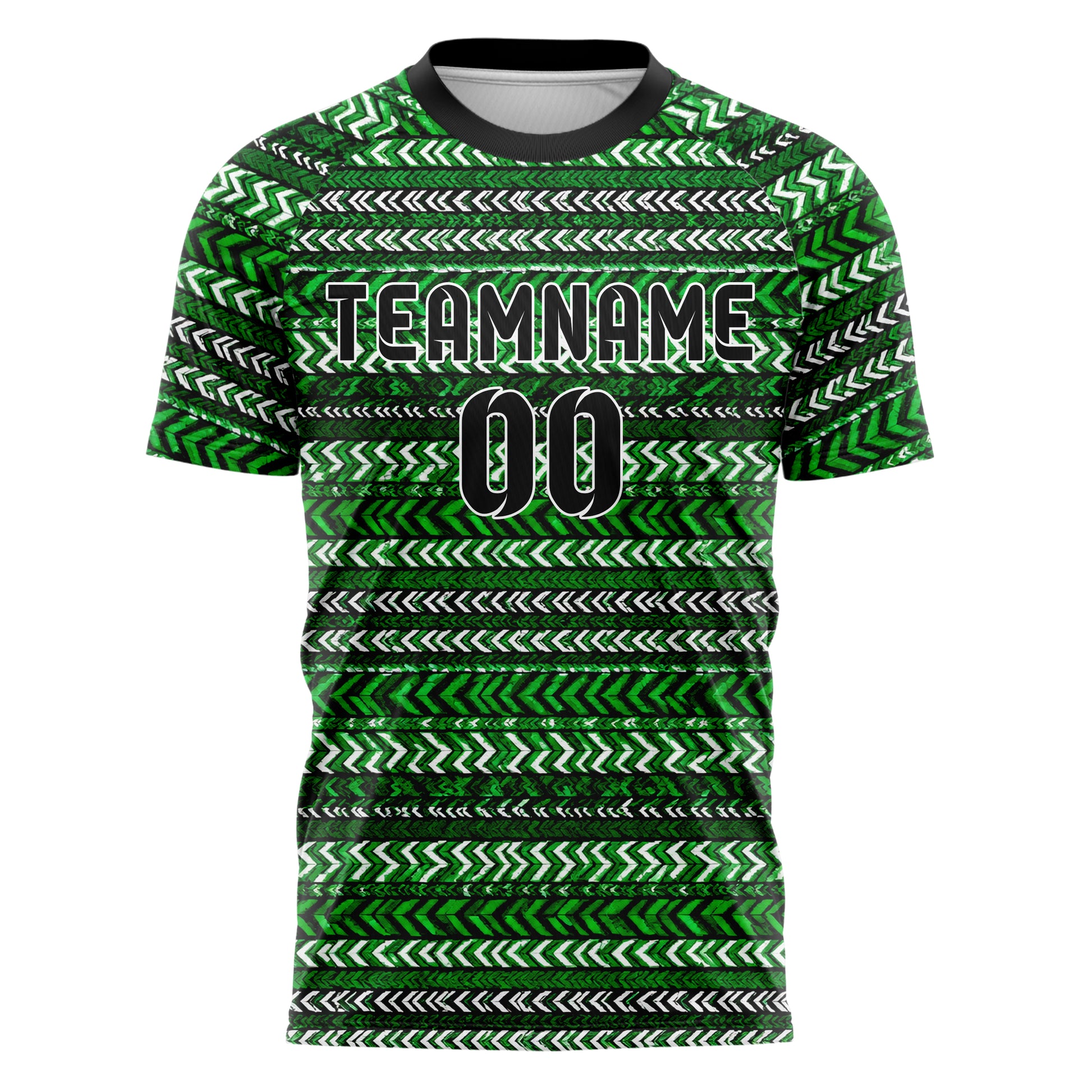 Kellygruen klassisches Streifen Chevron Streifen Design 13-0175 individuelles Fußballtrikot front