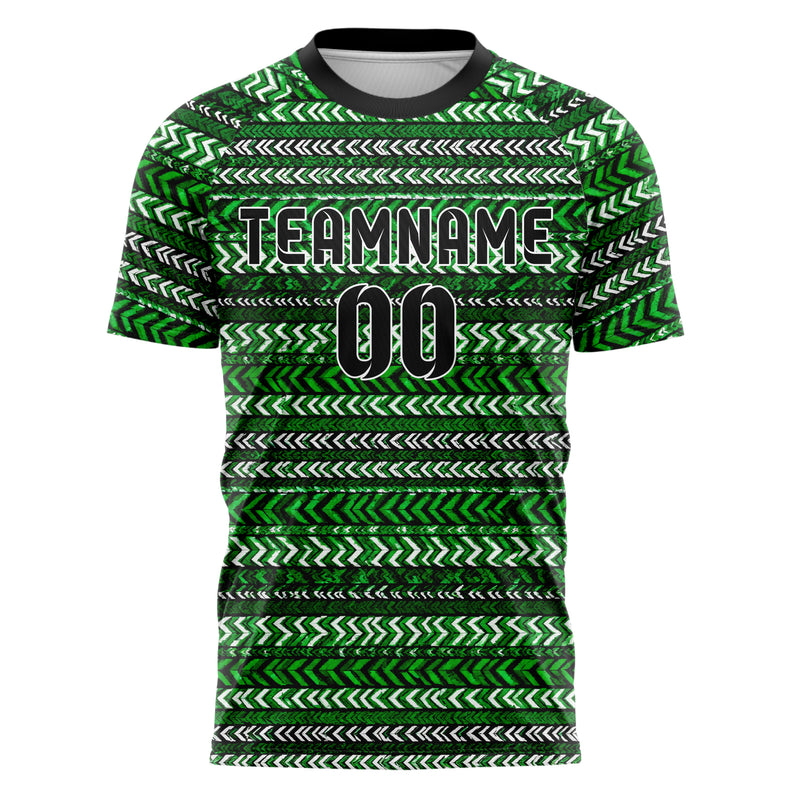 Kellygruen klassisches Streifen Chevron Streifen Design 13-0175 individuelles Fußballtrikot front