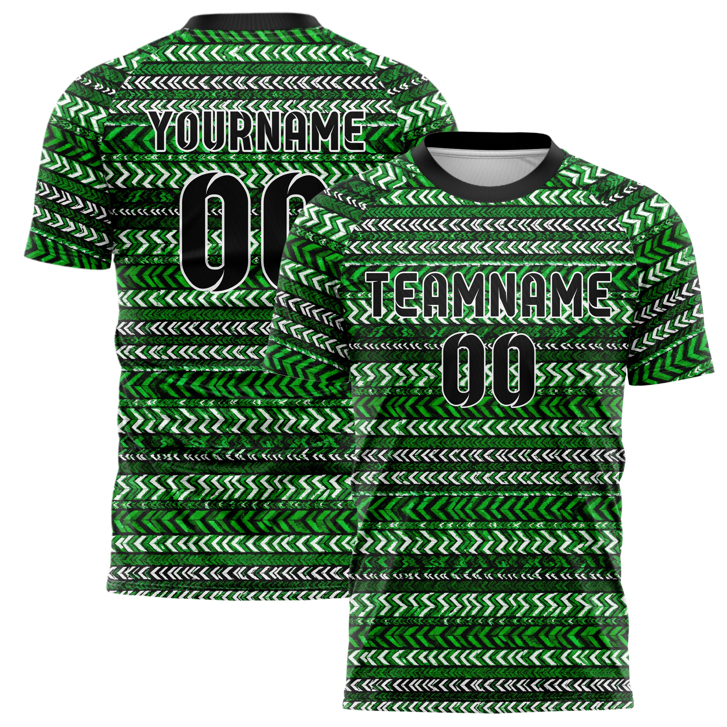 Kellygruen klassisches Streifen Chevron Streifen Design 13-0175 individuelles Fußballtrikot main