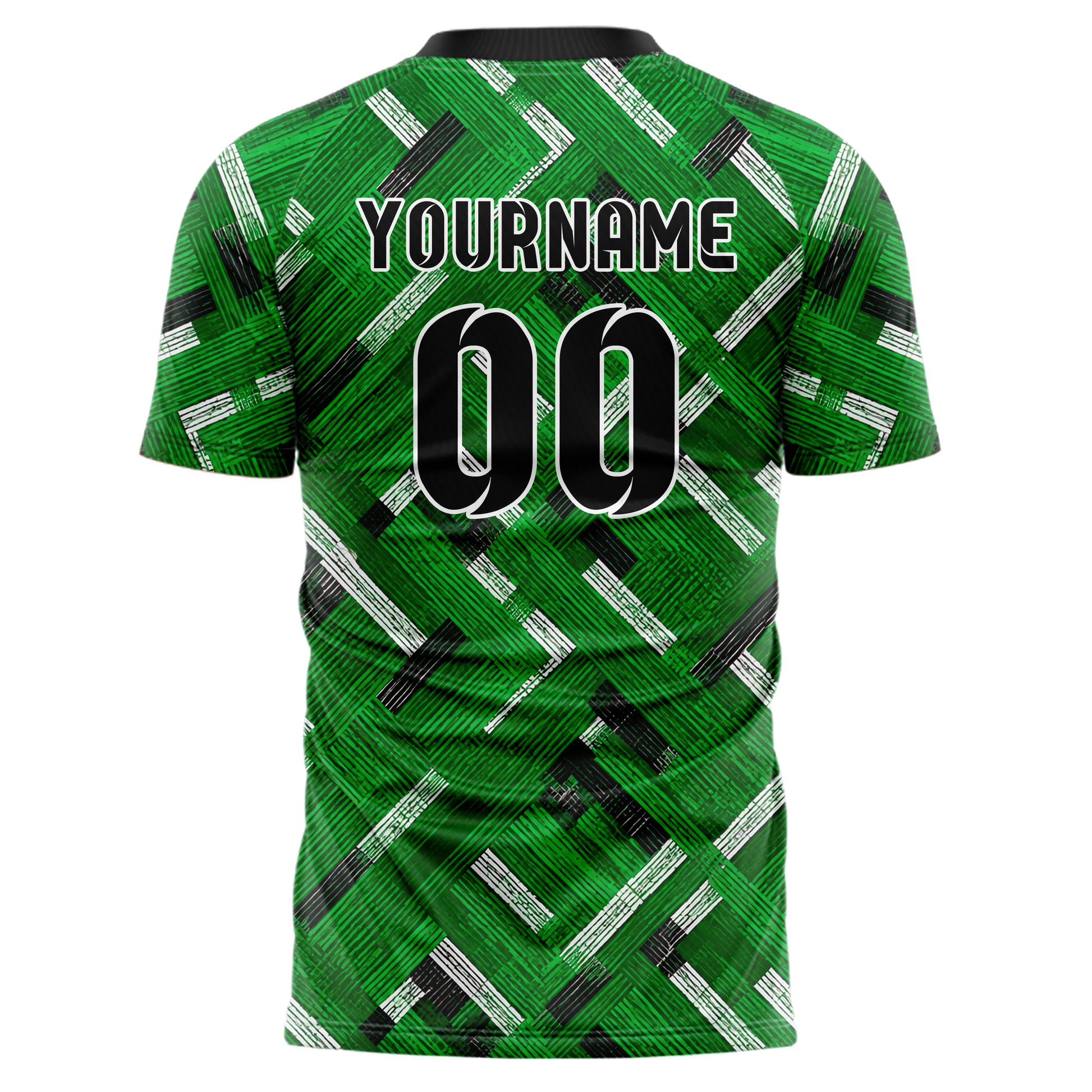 Kellygruen klassisches Streifen interlocking diagonal Grid Design 13-0058 individuelles Fußballtrikot back