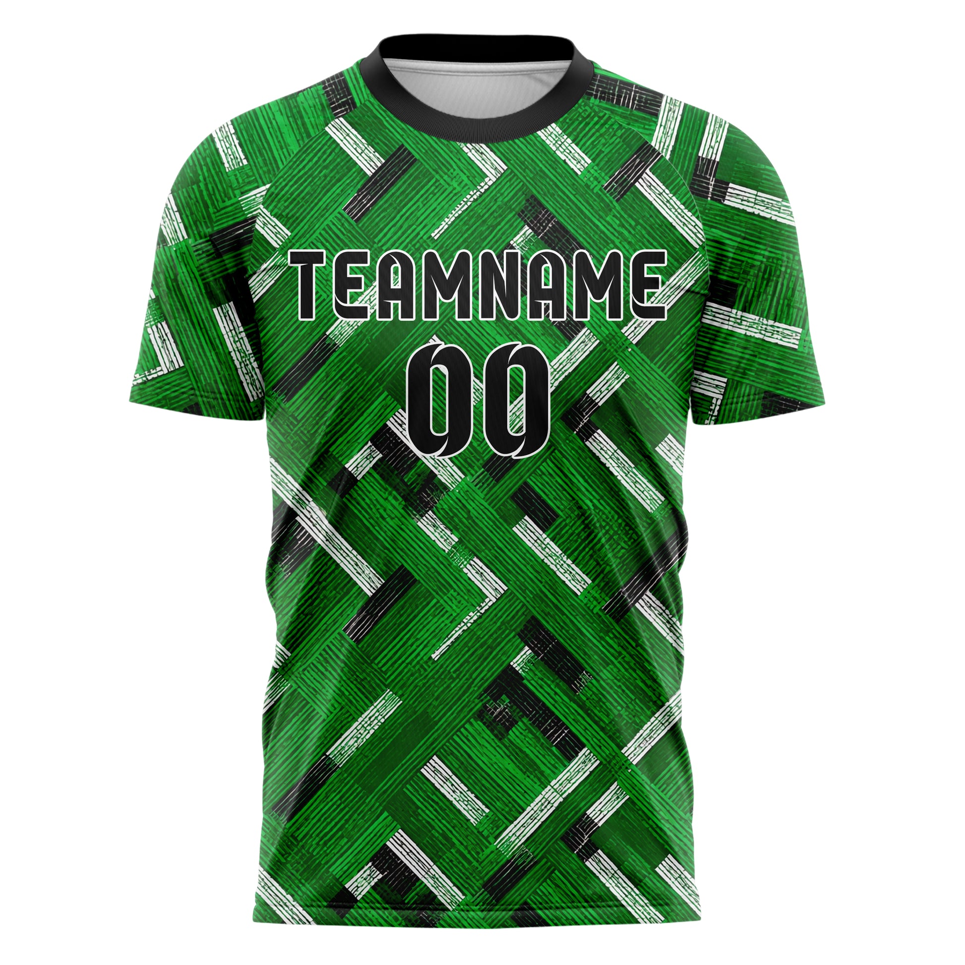 Kellygruen klassisches Streifen interlocking diagonal Grid Design 13-0058 individuelles Fußballtrikot front