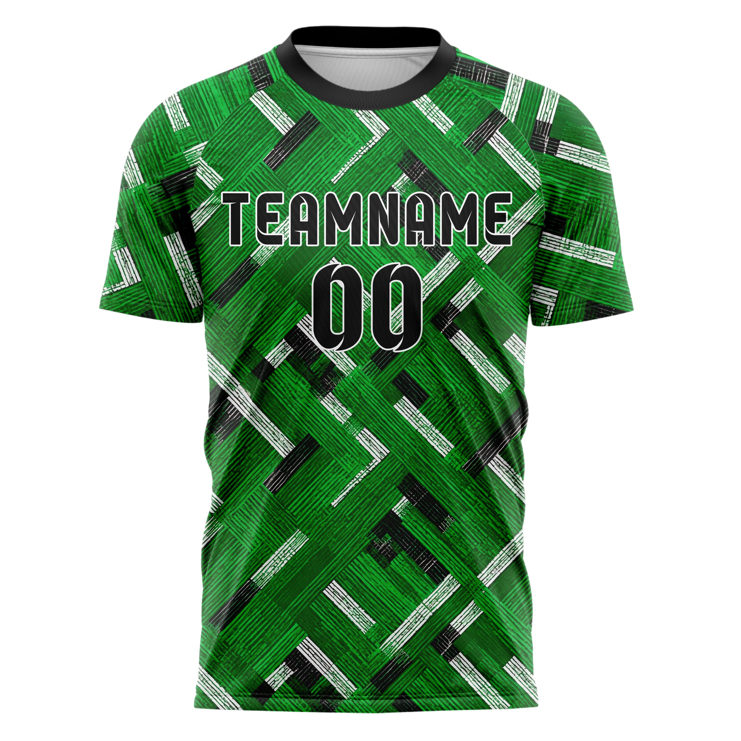 Kellygruen klassisches Streifen interlocking diagonal Grid Design 13-0058 individuelles Fußballtrikot front
