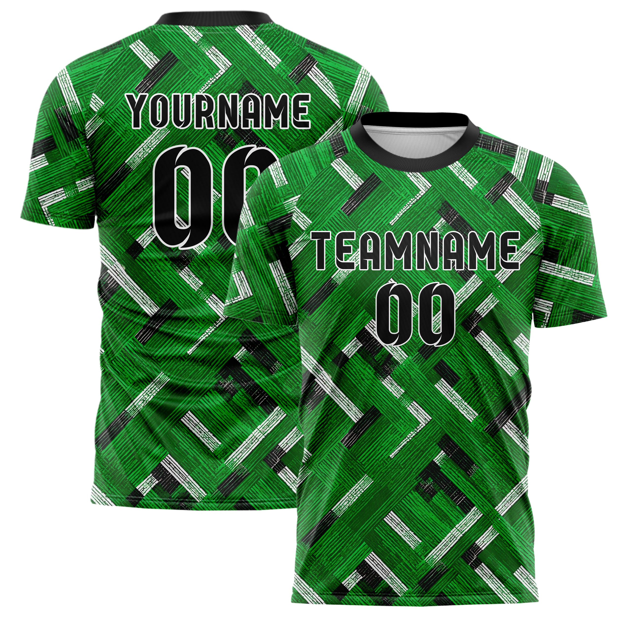 Kellygruen klassisches Streifen interlocking diagonal Grid Design 13-0058 individuelles Fußballtrikot main
