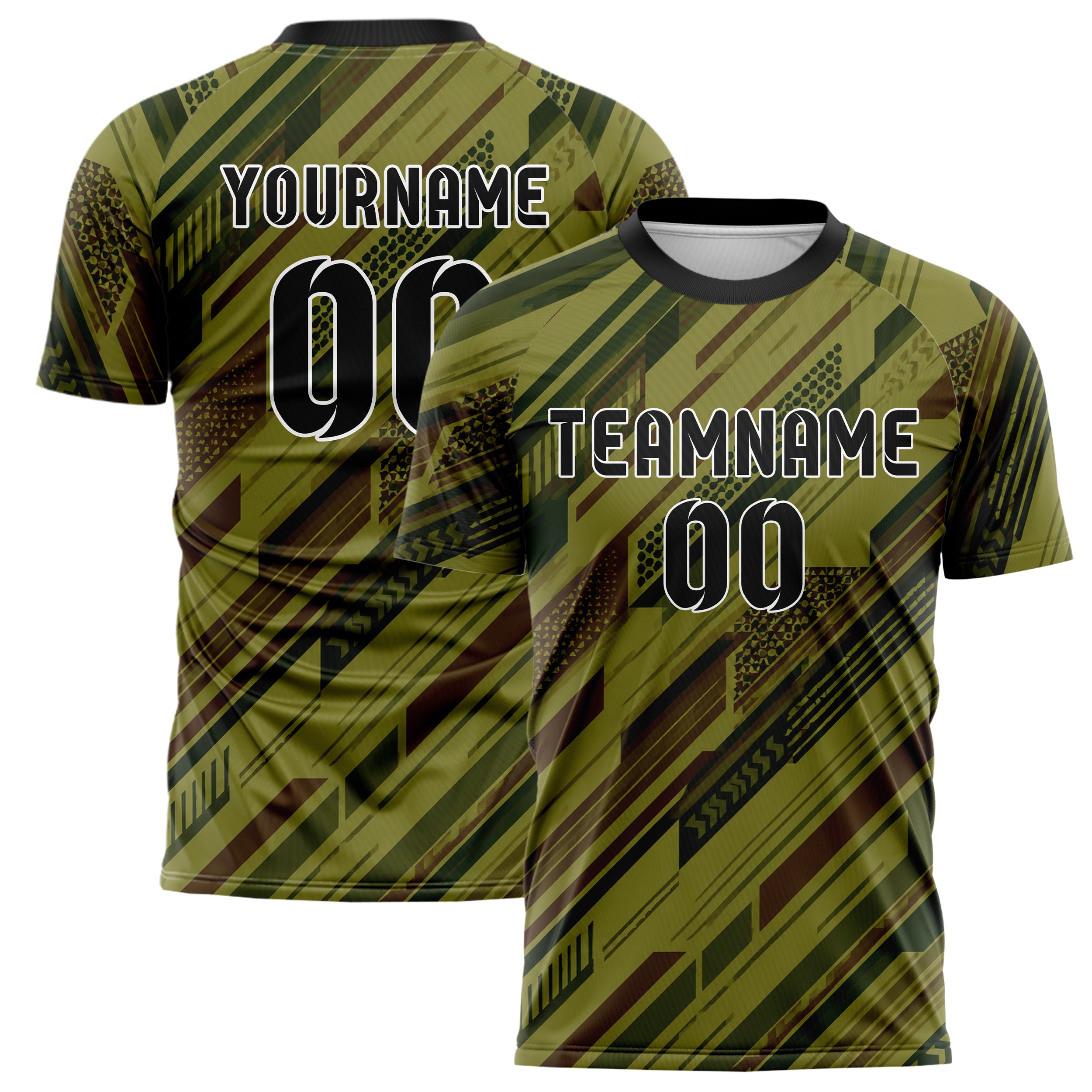 Olivgruen erdiges Streifen Streifen mit Polygon Akzenten Design 13-0065 individuelles Fußballtrikot main